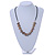 Brown Shell Coin with Silver Metal Bead Rubber Cord Necklace - 60cm L/ 7cm Ext - view 2
