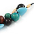 Chunky Cluster Wood, Resin Bead Black Cotton Cord Necklace (Light Blue, Teal, Brown, Black) - 72cm L/ 185g - view 4