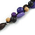 Purple Resin, Black/ Brown Wood Cluster Beaded Cord Necklace - 50cm L - view 4