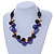 Purple Resin, Black/ Brown Wood Cluster Beaded Cord Necklace - 50cm L - view 2