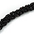 Black/ Blue Wood Square Pendant with Braided Black Glass Bead Cord - 46cm L/ 9cm Pendant - view 5
