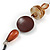 Brown/ Natural Wood, Shell Bead with Faux Black Leather Cord Necklace - 66cm L - view 3
