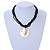 Black Glass Multistrand Necklace with Round Mother Of Pearl Pendant - 43cm L - view 2