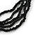Black Glass Multistrand Necklace with Round Mother Of Pearl Pendant - 43cm L - view 5