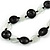 Black Wood Button and Transparent Glass Coin Beads Necklace - 88cm L - view 2