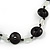 Black Wood Button and Transparent Glass Coin Beads Necklace - 88cm L - view 3