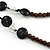Black Wood Button and Transparent Glass Coin Beads Necklace - 88cm L - view 4