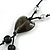 Black Glass Heart Pendant on Black Cotton Cord with Ceramic and Metal Beads Necklace - 66cm Long/ 15cm Tassel - view 2