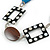 Geometric Brown/ Teal Wood and Shell Bead Silver Rubber Cord Necklace - 80cm Long - view 3
