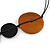 Brown/ Black Coin Shape Shell Bead Cord Necklace - 76cm L - view 2