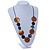 Brown/ Black Coin Shape Shell Bead Cord Necklace - 76cm L - view 3