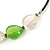 Light Green and Transparent Resin Bead with Black Faux Leather Cord Necklace - 50cm L/ 3cm Ext - view 4