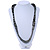 Long Wood Bead Necklace in Black/ White Colour - 120cm L - view 2