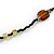 Long Black/ Brown/ Olive Glass Bead Necklace - 120cm L - view 4