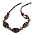 Wood/ Shell Bead Cord Necklace (Brown/ Black) - 70cm L