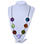 Multicoloured Wood/ Shell Disk with Leather Style Cord Necklace - 76cm L - view 2