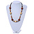 Stylish Brown/ Natural Wood and Acrylic Bead With Black Cotton Cord Necklace - 60cm L - view 2