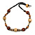 Stylish Brown/ Natural Wood and Acrylic Bead With Black Cotton Cord Necklace - 60cm L - view 4