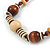 Stylish Brown/ Natural Wood and Acrylic Bead With Black Cotton Cord Necklace - 60cm L - view 3
