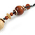 Stylish Brown/ Natural Wood and Acrylic Bead With Black Cotton Cord Necklace - 60cm L - view 5