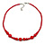 Classic Bright Red Glass Bead with Crystal Ring Necklace - 60cm L/ 5cm Ext - view 6