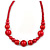 Classic Bright Red Glass Bead with Crystal Ring Necklace - 60cm L/ 5cm Ext - view 3