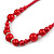 Classic Bright Red Glass Bead with Crystal Ring Necklace - 60cm L/ 5cm Ext - view 4