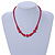 Classic Bright Red Glass Bead with Crystal Ring Necklace - 60cm L/ 5cm Ext - view 2