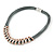 Multistrand Grey Leather Cord with Two Tone Zig Zag Pendant Necklace with Magnetic Closure - 45cm L - view 5