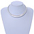 Polished Silver Tone Collar Necklace with Crystal Accent - 34cm L/ 14cm Ext - view 3