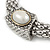 Statement Wide Mesh Chain Magnetic Necklace with Pearl Bead Pendant - 43cm L - view 3