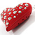 Red Metal Puffed Heart Long Costume Pendant - view 3