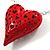 Red Metal Puffed Heart Long Costume Pendant - view 4