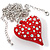 Red Metal Puffed Heart Long Costume Pendant