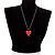 Red Metal Puffed Heart Long Costume Pendant - view 5