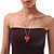 Red Metal Puffed Heart Long Costume Pendant - view 6