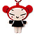 Red Plastic Japanese Girl Pendant