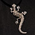 Antique Silver Crystal Lizard Velour Cord Pendant - view 11
