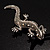 Antique Silver Crystal Lizard Velour Cord Pendant - view 13