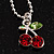 Tiny Crystal Cherry Pendant With Small Oval Link Chain In Silver Tone - 40cm L/ 5cm Ext - view 7