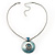 Light Blue Ornate Enamel Round Pendant Necklace - view 7