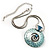 Light Blue Ornate Enamel Round Pendant Necklace - view 4