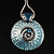 Light Blue Ornate Enamel Round Pendant Necklace - view 5