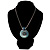 Light Blue Ornate Enamel Round Pendant Necklace - view 2