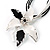 Black&White Enamel Flower Cord Pendant