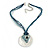 Tribal Hammered Round Blue Silk Cord Pendant (Silver Tone) - view 2