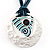 Tribal Hammered Round Blue Silk Cord Pendant (Silver Tone) - view 5