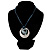 Tribal Hammered Round Blue Silk Cord Pendant (Silver Tone) - view 3