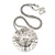 Ethnic Hammered Dome Shaped Crystal Pendant (Silver Tone) - view 2