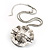 Ethnic Hammered Dome Shaped Crystal Pendant (Silver Tone) - view 10